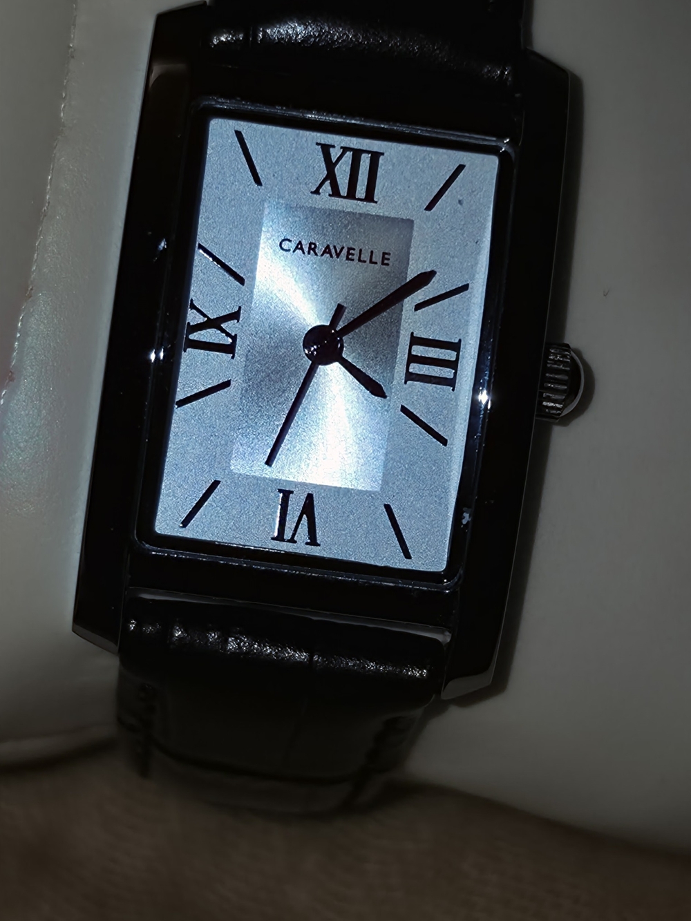 Women's Black Leather Strap Rectangular Dress Watch